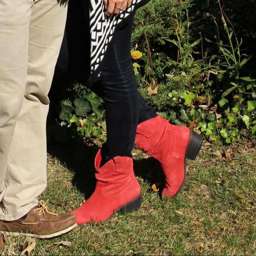 Red Ankle Suede Boots - image 8